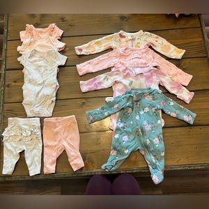 Preemie baby girl clothing lot